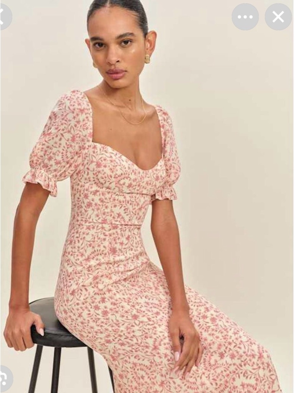 Reformation Gloria Pink Floral Puff-Sleeve Maxi Dress - Picture 2 of 6